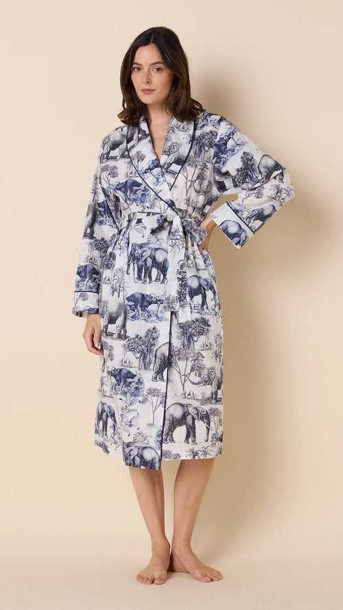 Safari Toile Luxe Pima Shawl Collar Robe Extra White