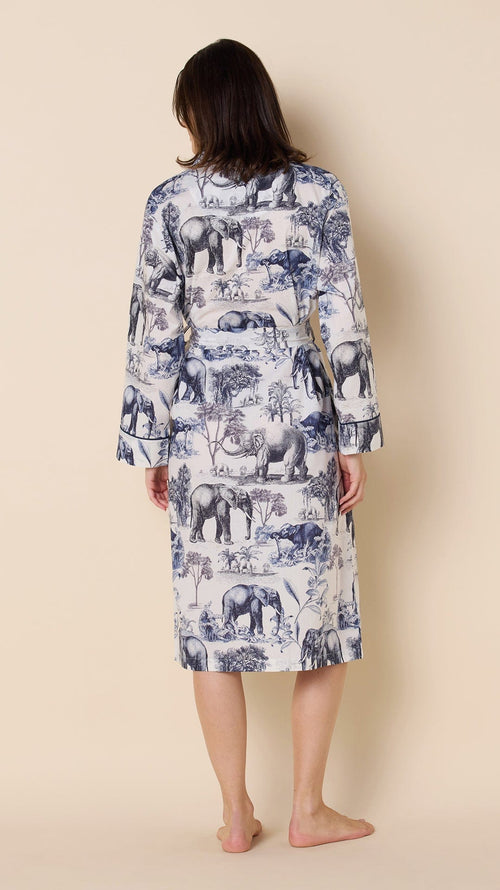 Safari Toile Luxe Pima Shawl Collar Robe Hover White