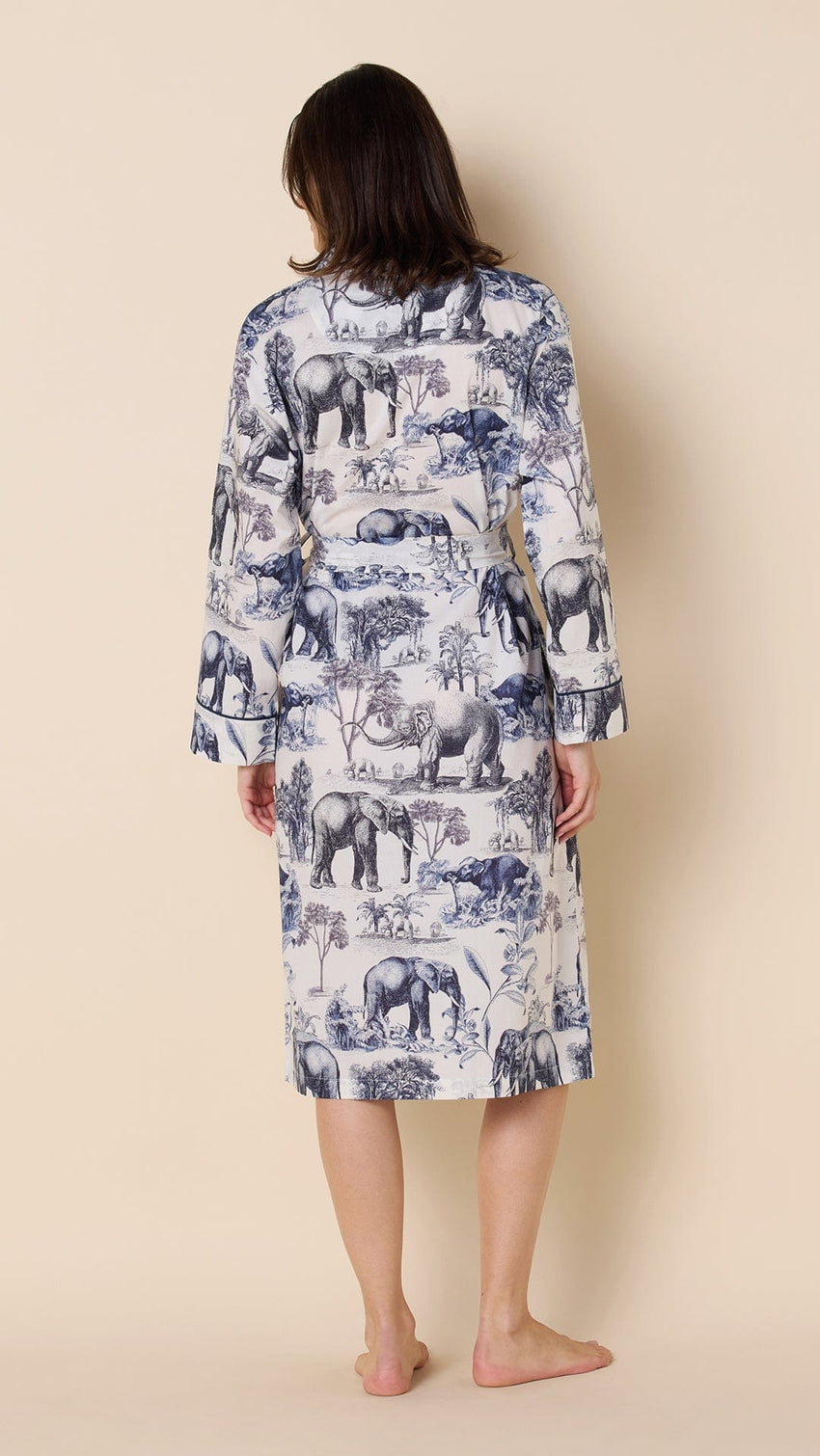 Safari Toile Luxe Pima Shawl Collar Robe Hover White