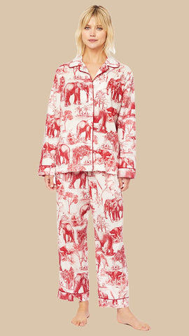 Safari Toile Luxe Pima Cotton Pajama - Red