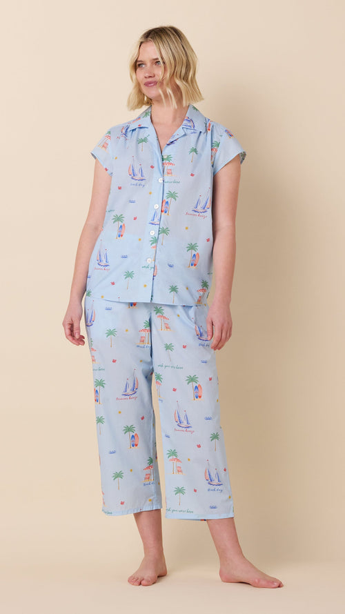 Summer Sailaway Luxe Pima Capri Set Main Blue