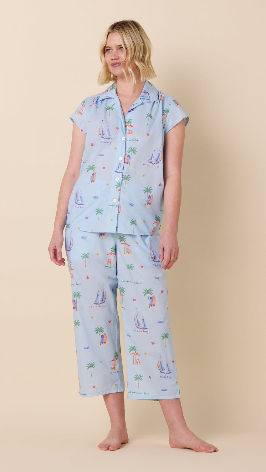 Summer Sailaway Luxe Pima Capri Set Main Blue