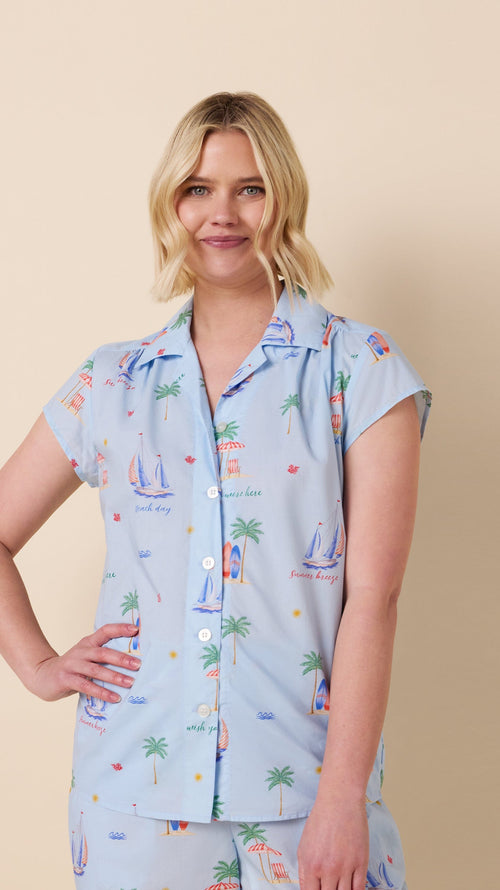 Summer Sailaway Luxe Pima Capri Set Extra Blue