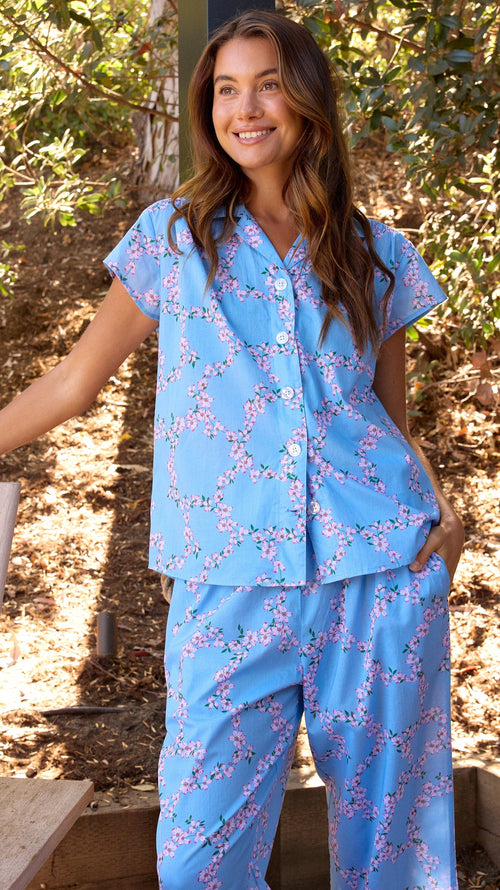 Skyblush Garland Voile Capri Extra Wide Blue