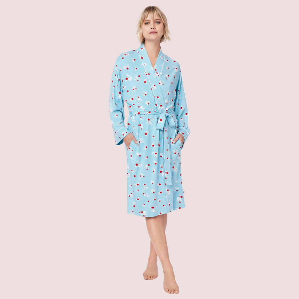 Skye Pima Knit Kimono Robe Main Blue
