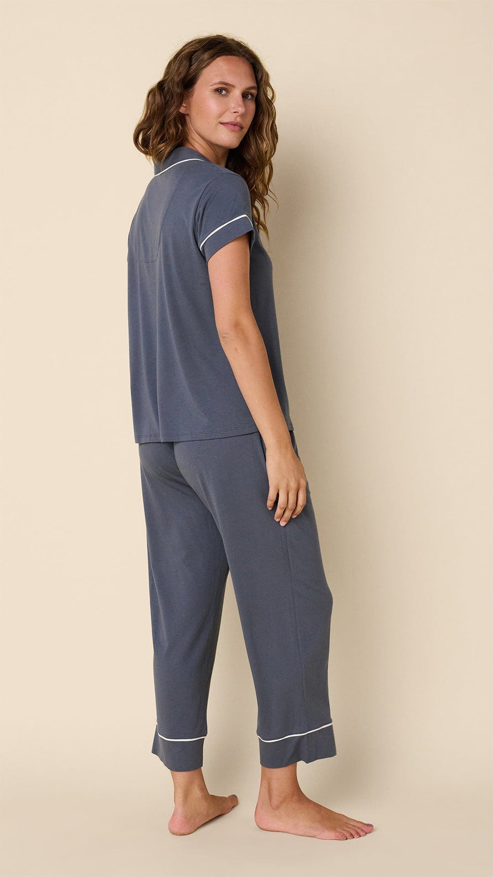 Classic Pima Knit Capri Set - Steel Grey Hover Steel Blue