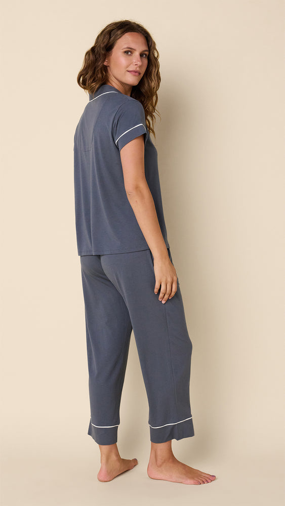 Classic Pima Knit Capri Set - Steel Blue Hover Steel Blue