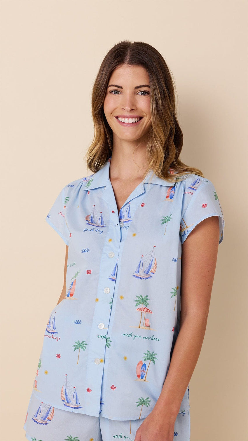 Summer Sailaway Luxe Pima Short Set Wide Blue