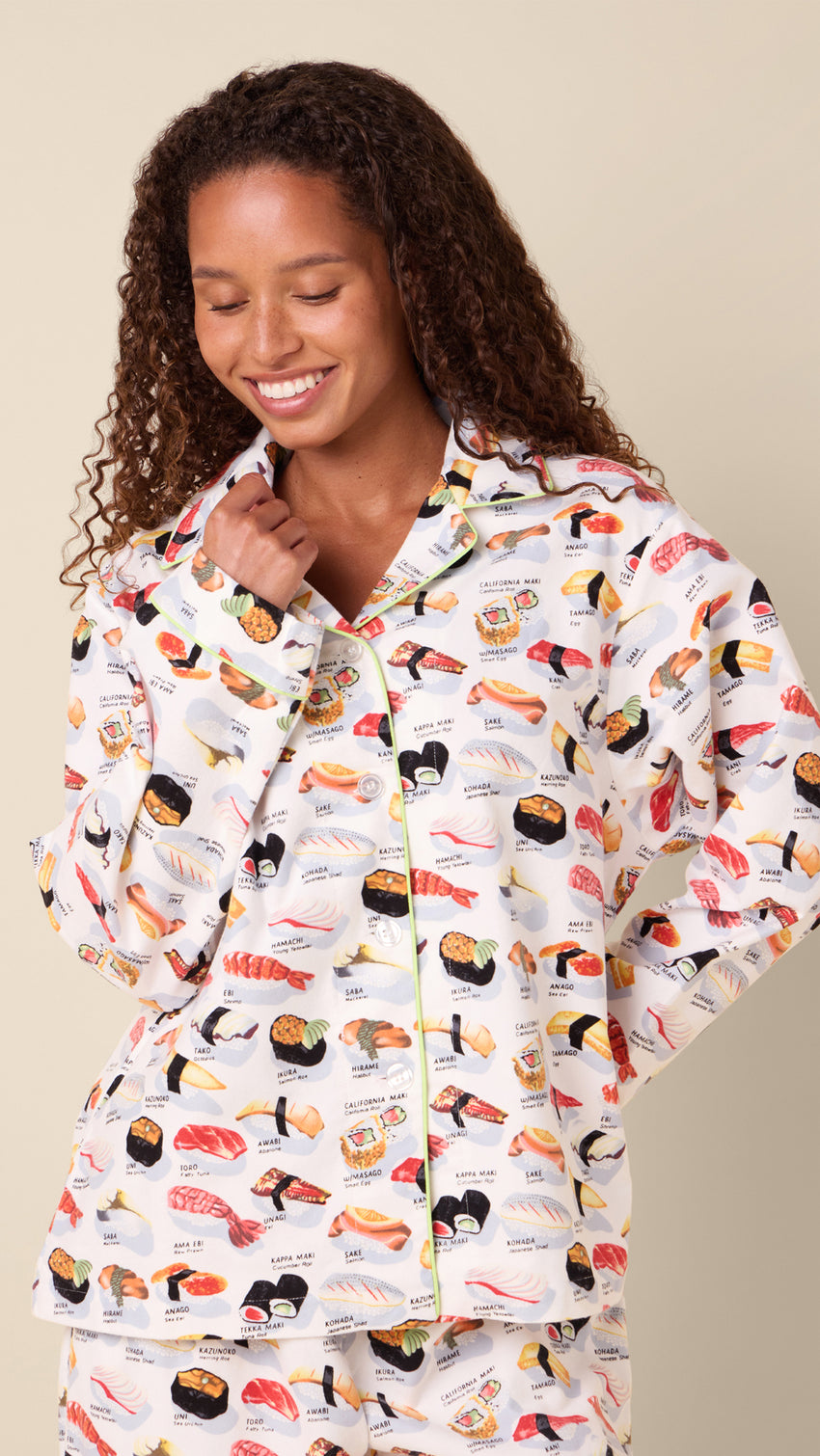 Sushi Flannel Pajama - White Extra White
