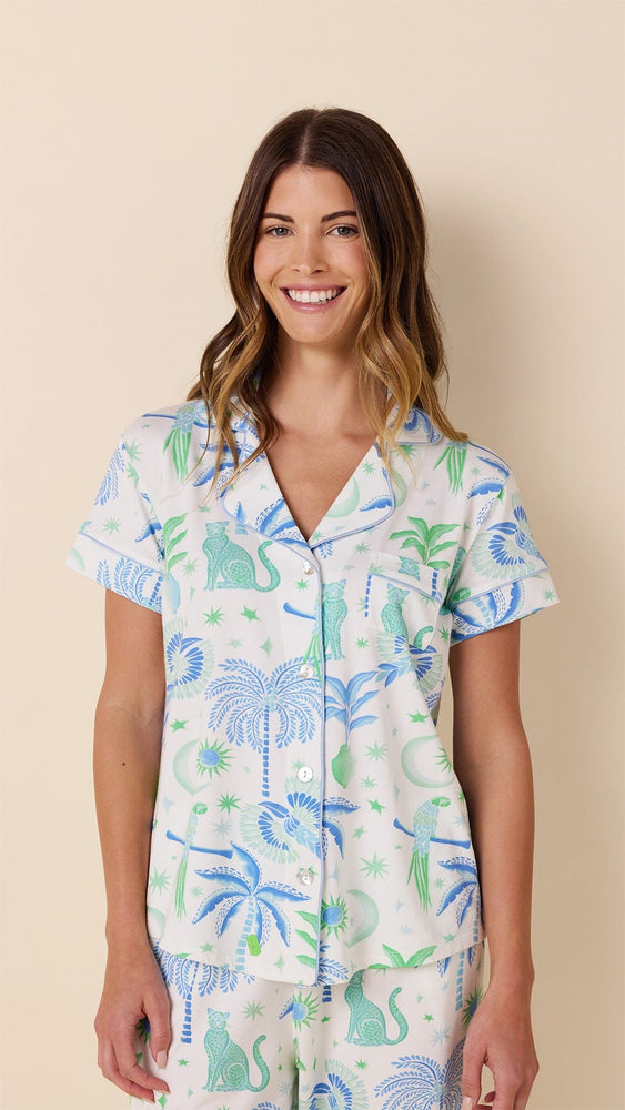 Toucan Terrace Pima Knit Capri Set Extra White