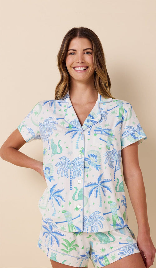 Toucan Terrace Pima Knit Short Set Extra White