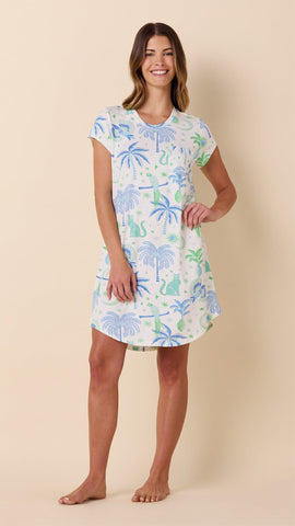 Toucan Terrace Knit Short-Sleeved Sleep Shirt