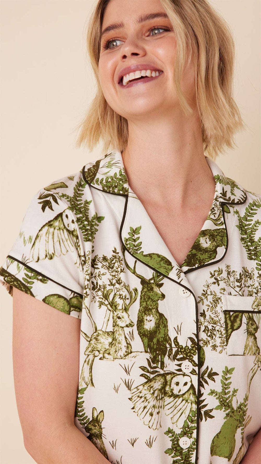 Woodside Pima Knit Short-Sleeved Short Set Extra White
