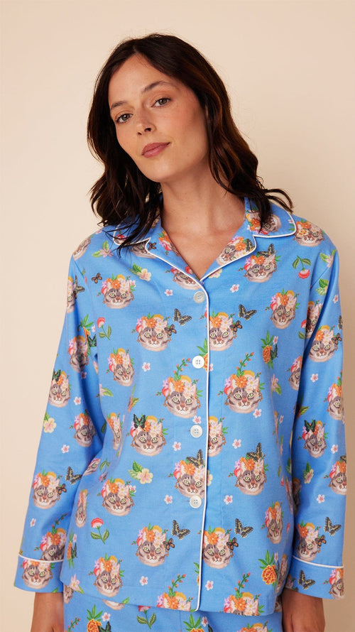 Flowery Feline Flannel Pajama – The Cat's Pajamas