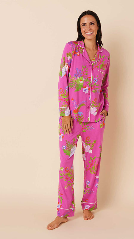 The Cat's Pajamas Women's Pink Lemonade Pima Knit Capri Pajama Set