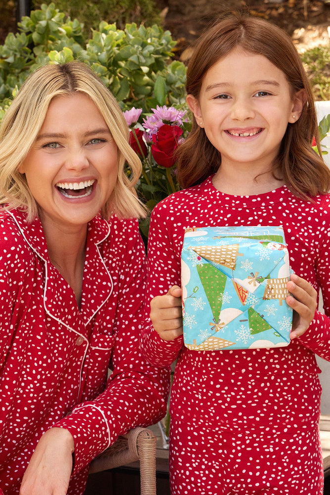 Confetti Dot Pima Knit Long-Sleeved Pajama - Red Extra Red