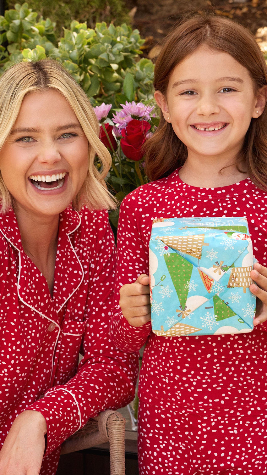 Confetti Dot Pima Knit Long-Sleeved Pajama - Red Extra Red