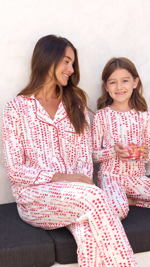 Dreamy Hearts Pima Knit Kids Pajama - White Wide White