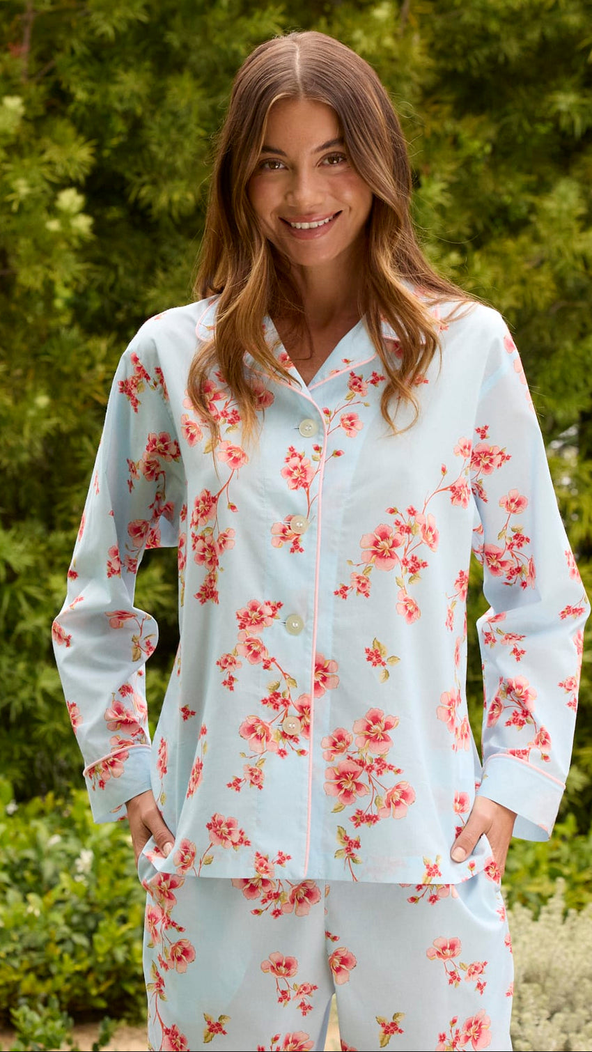 Rosalie Luxe Pima Long-Sleeved Pajama Main Blue