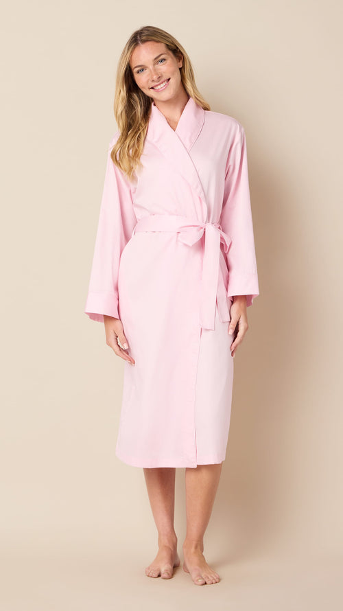 Classic Luxe Pima Shawl Collar Robe - Pink Main Pink