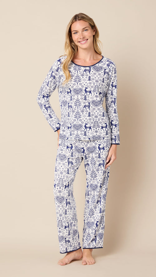 Holly Jolly Blue Pima Knit Simple Set Hover Blue