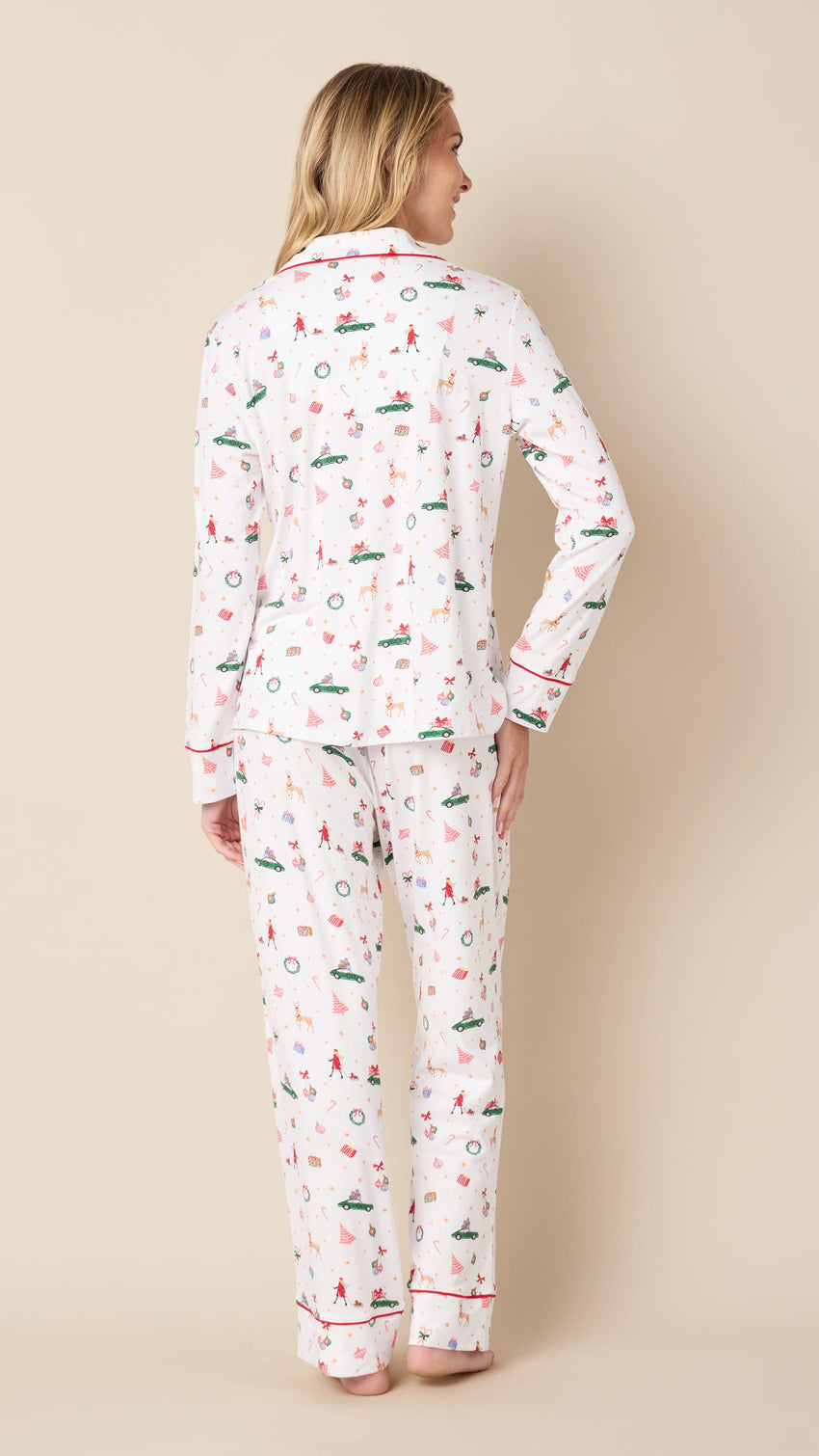 A Merry Little Stroll Pima Knit Long-Sleeved Pajama Extra White
