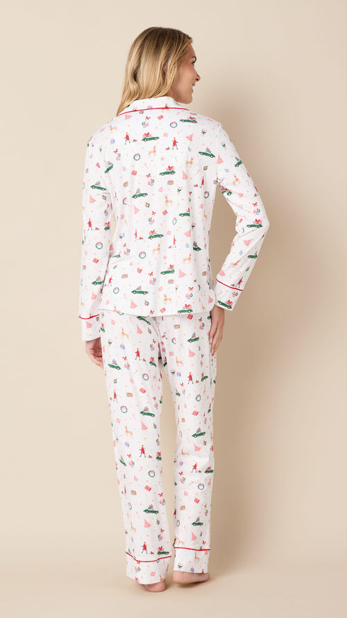 A Merry Little Stroll Pima Knit Long-Sleeved Pajama Extra White