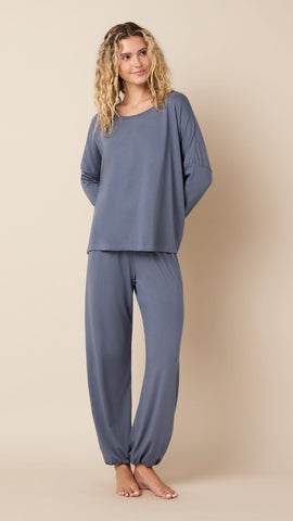 Classic Pima Knit Pullover Set - Steel Grey