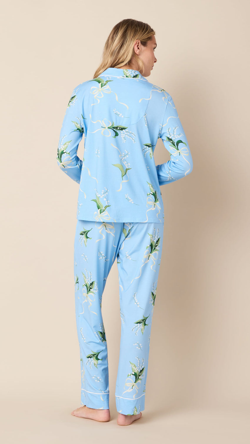 Bouquet & Bow Pima Knit Long-Sleeved Pajama Extra Blue
