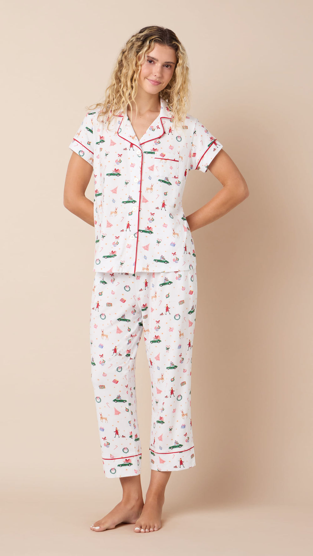 A Merry Little Stroll Pima Knit Capri Hover White