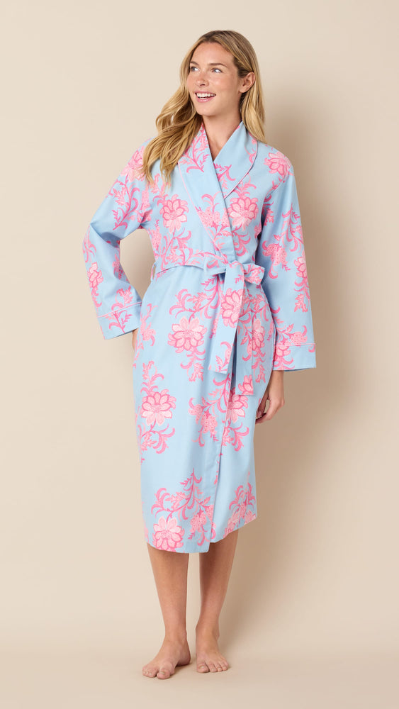 Ava Pima Flannel Shawl-Collar Robe Main Blue