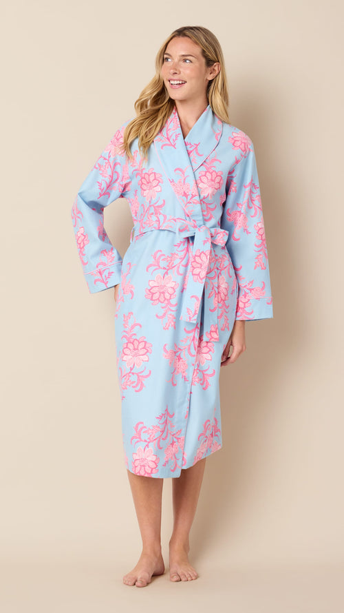 Ava Pima Flannel Shawl-Collar Robe Main Blue