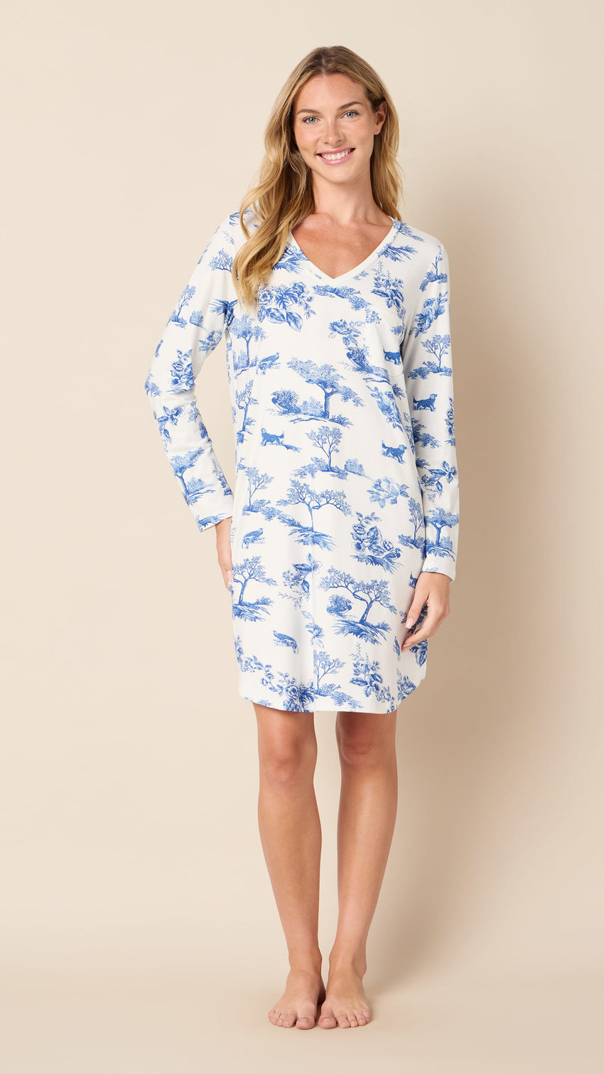 Field & Feather Pima Knit Sleep Shirt Hover White