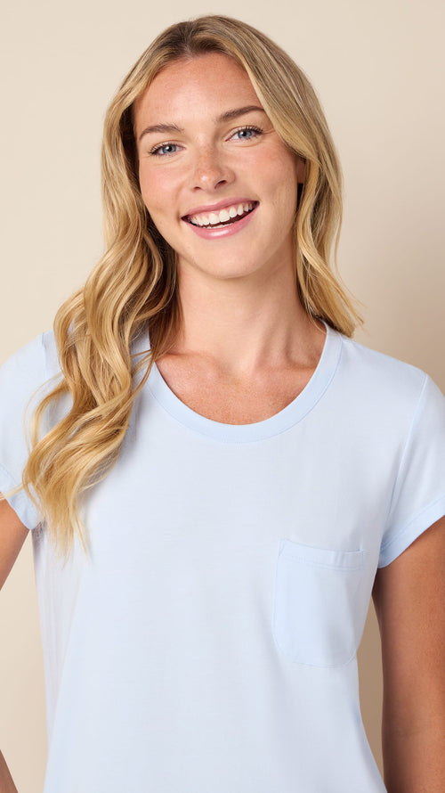 Classic Pima Knit Short-Sleeved Sleep Shirt - Powder Blue Hover Powder Blue