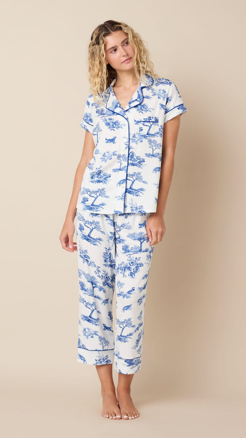 Field & Feather Pima Knit Capri Hover White