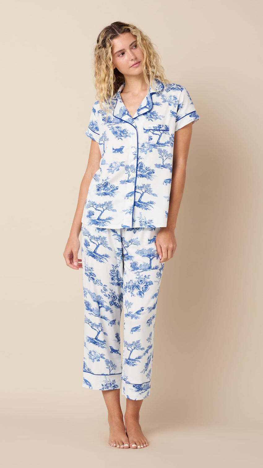 Field & Feather Pima Knit Capri Hover White