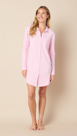 Heritage Stripe Pima Knit Night Shirt - Pink