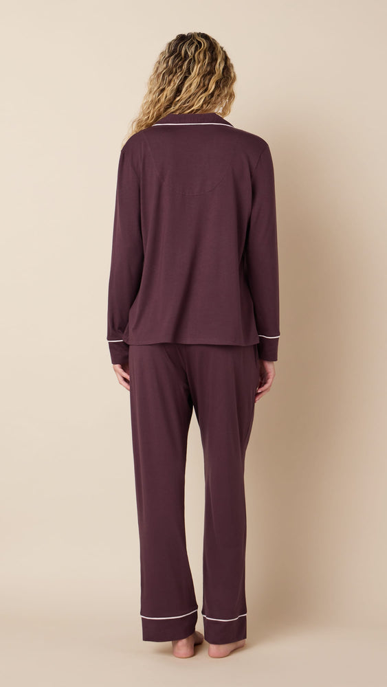 Classic Pima Knit Long-Sleeved Pajama - Chocolate Cherry Extra Brown