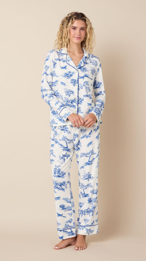 Field & Feather Pima Knit Long-Sleeved Pajama Hover White