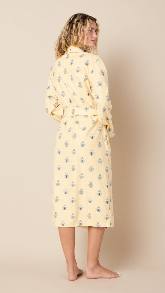 Queen Bee Shawl Flannel Collar Robe - Honey Extra Honey