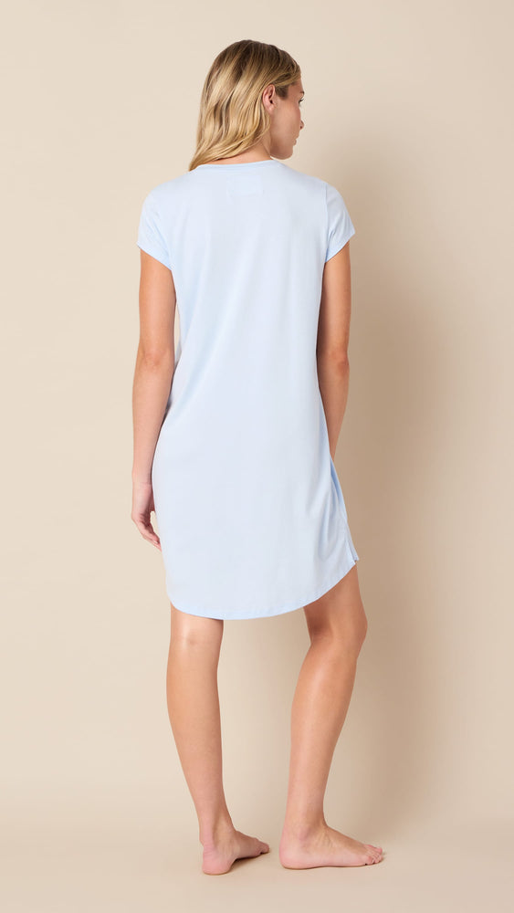 Classic Pima Knit Short-Sleeved Sleep Shirt - Powder Blue Extra Powder Blue