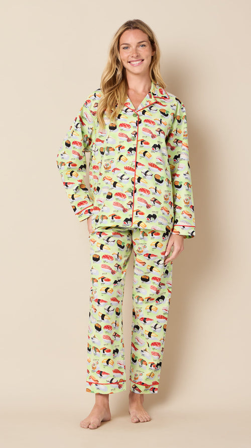 Sushi Poplin Pajama - Wasabi Hover Wasabi