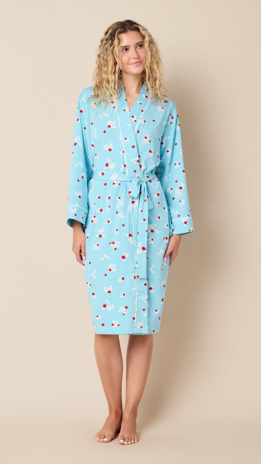 Skye Pima Knit Kimono Robe Main Blue