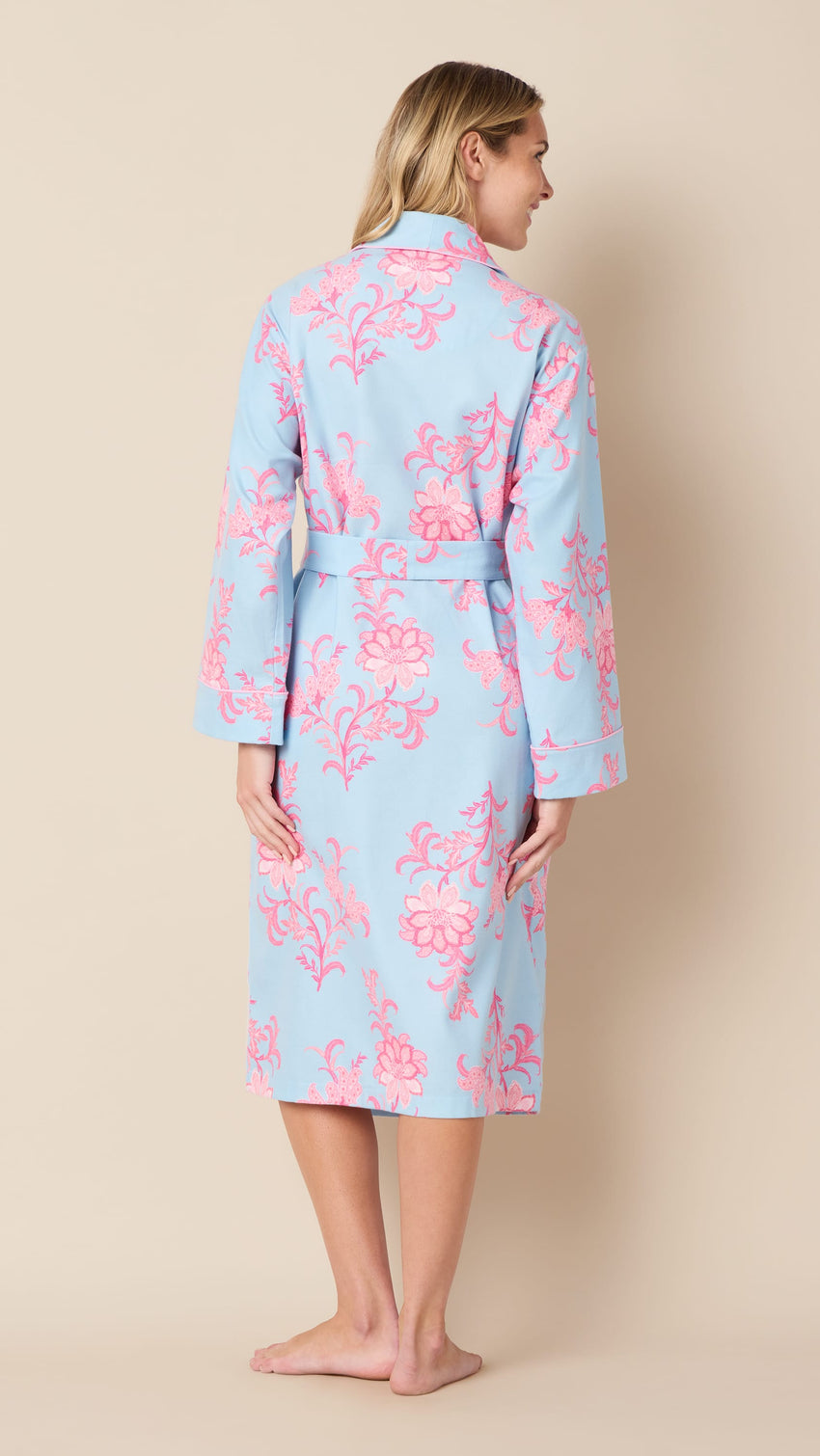 Ava Pima Flannel Shawl-Collar Robe Extra Blue