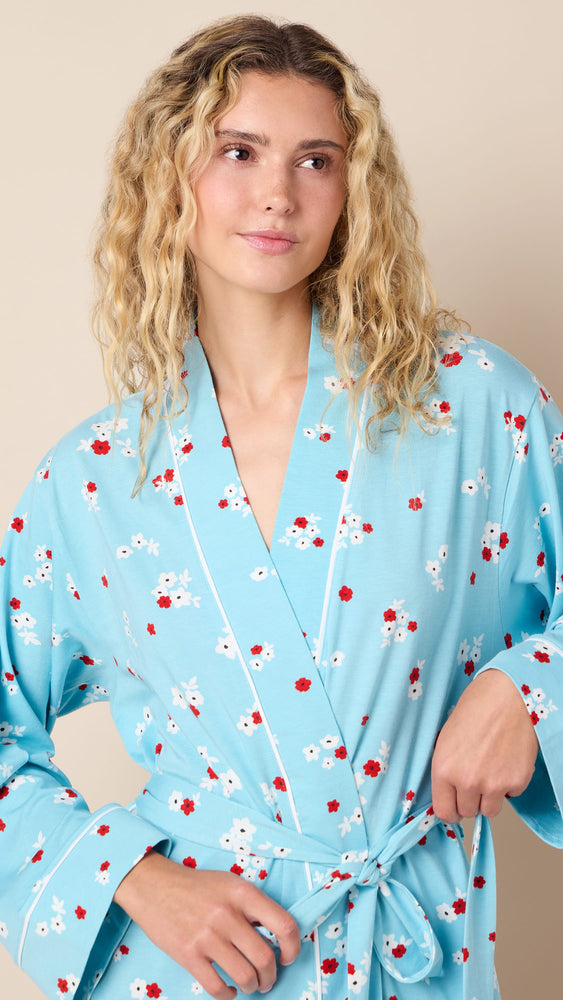 Skye Pima Knit Kimono Robe Extra Blue
