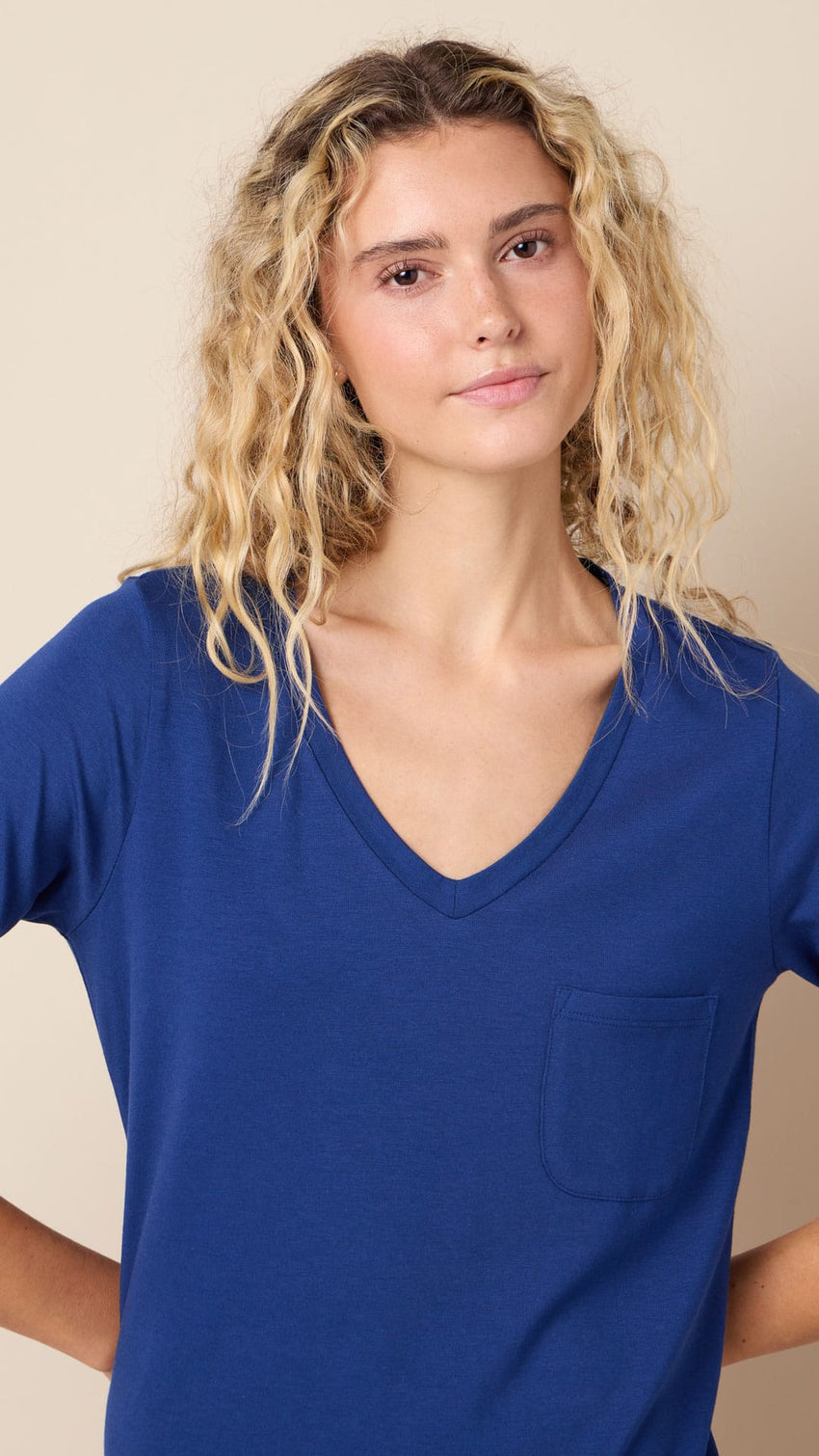 Classic Pima Knit Long-Sleeved Sleep Shirt - Marine Blue Hover Marine Blue