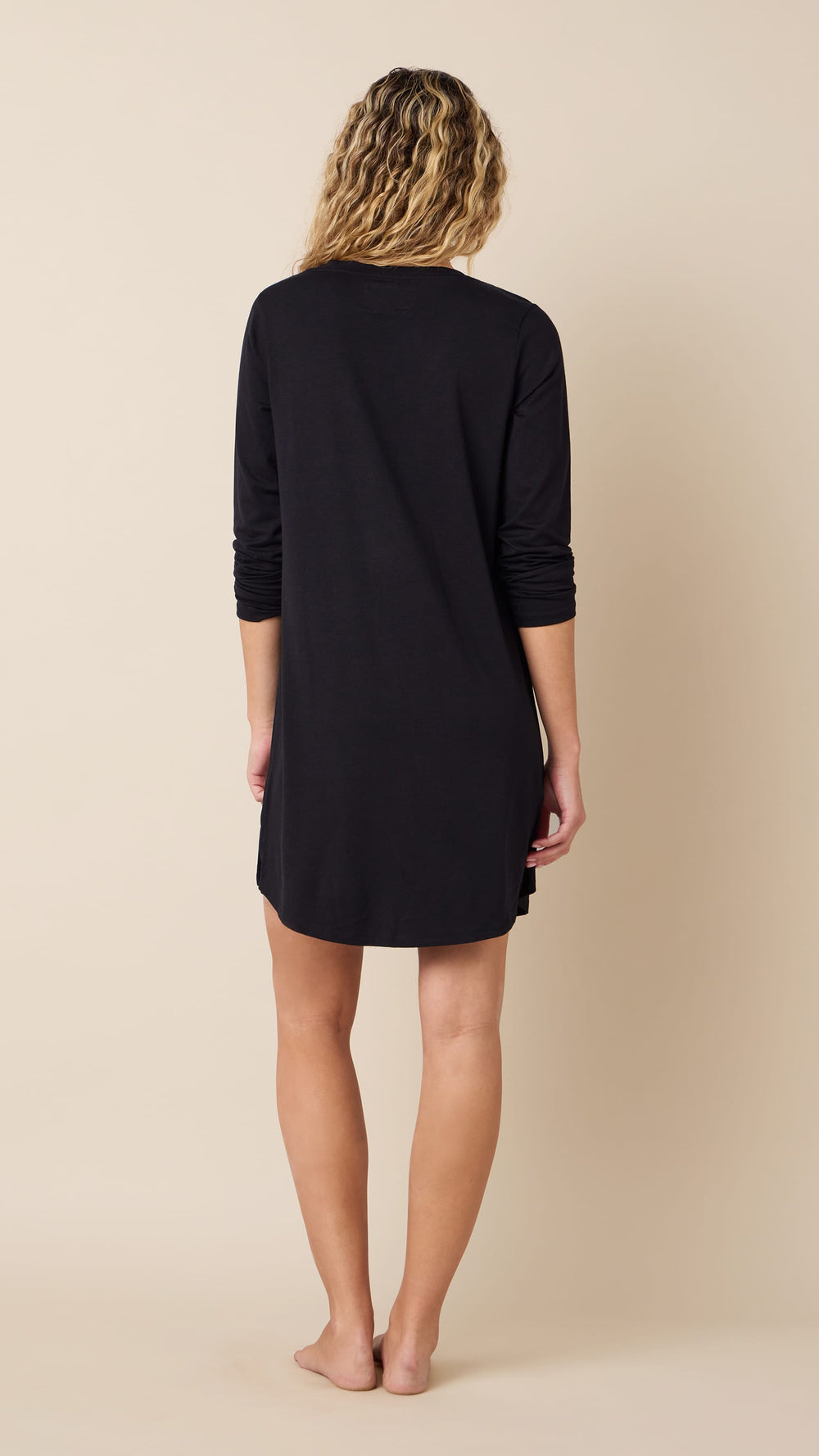 Classic Pima Knit Long-Sleeved Sleep Shirt - Midnight Hover Midnight