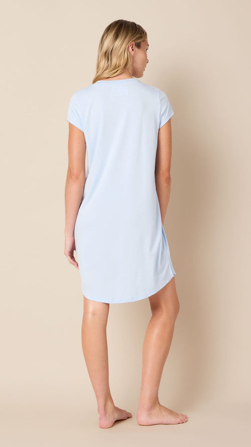 Classic Pima Knit Short-Sleeved Sleep Shirt - Powder Blue Extra Powder Blue