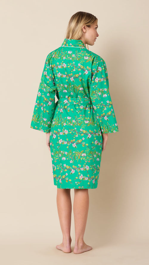 Sakura Luxe Pima Kimono Robe Extra Green