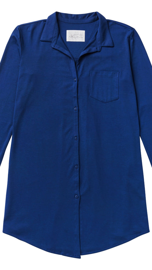 Classic Pima Knit Night Shirt - Marine Blue Extra Marine Blue